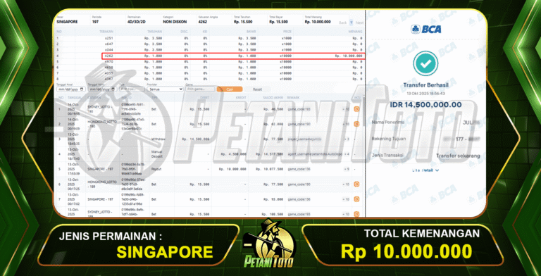 JACKPOT TOGEL SINGAPORE PETANITOTO