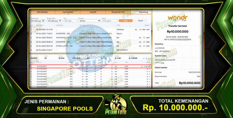 KEMENANGAN KELUARAN SGP PETANITOTO