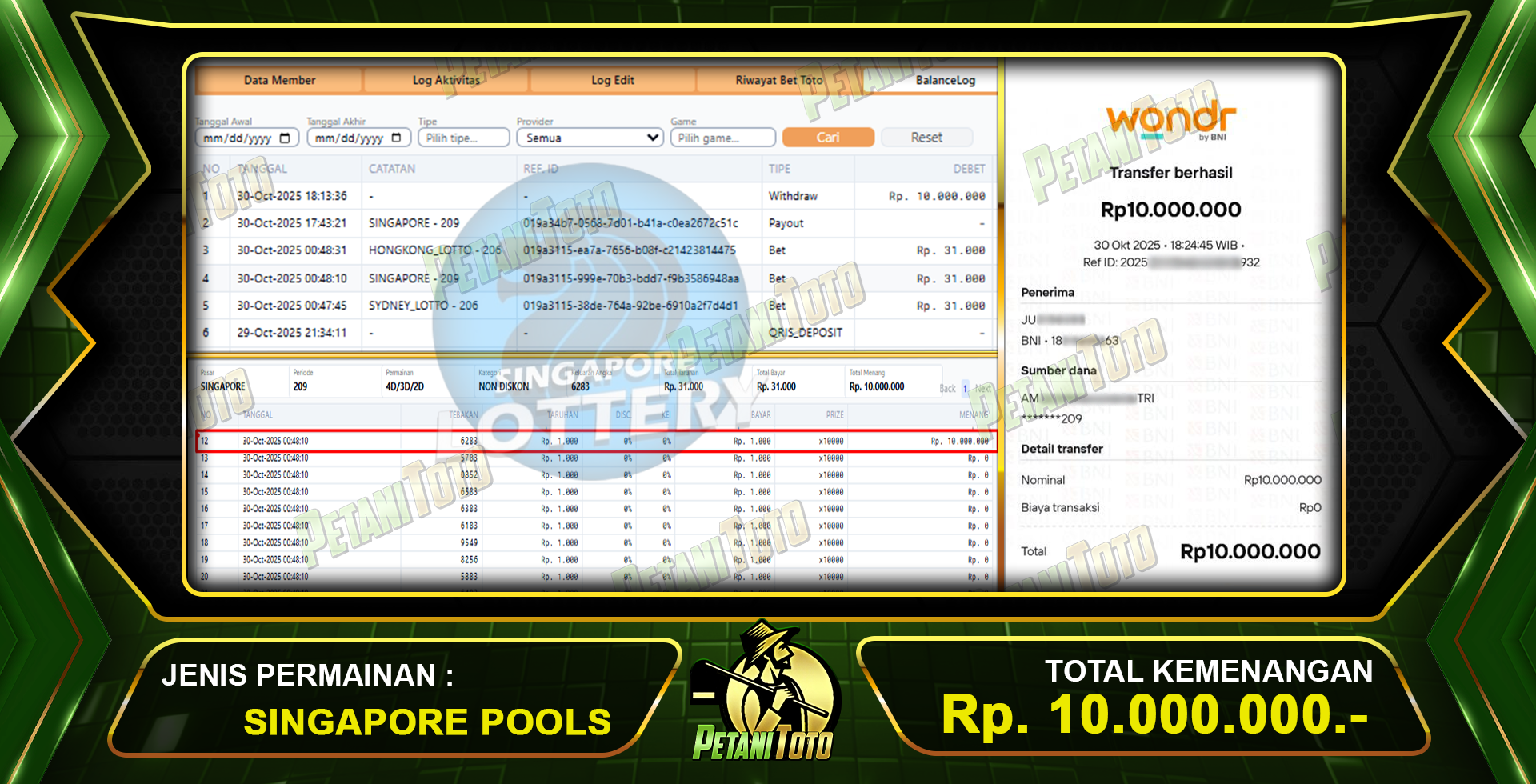 KEMENANGAN PASARAN SGP PETANITOTO