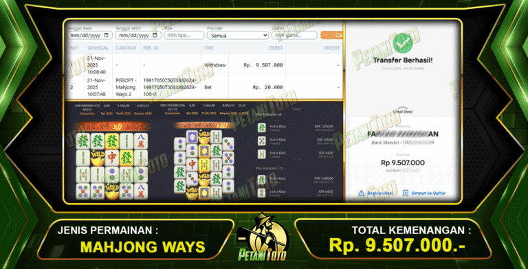 KEBERHASILAN SPIN MAHJONG PETANITOTO