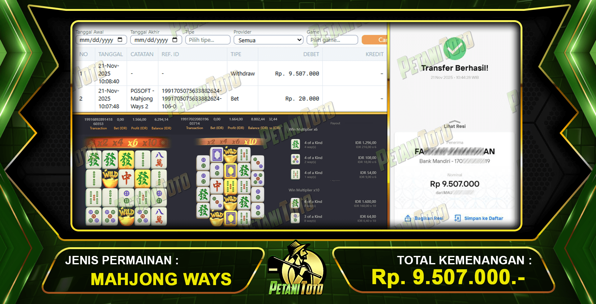 KEBERHASILAN SPIN MAHJONG PETANITOTO