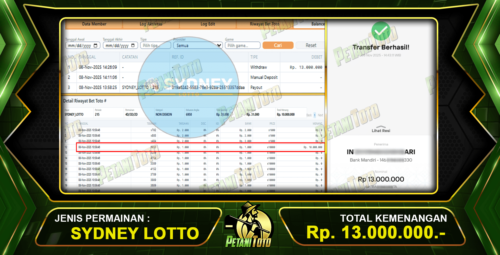 MENANG ANGKA SYDNEY PETANITOTO