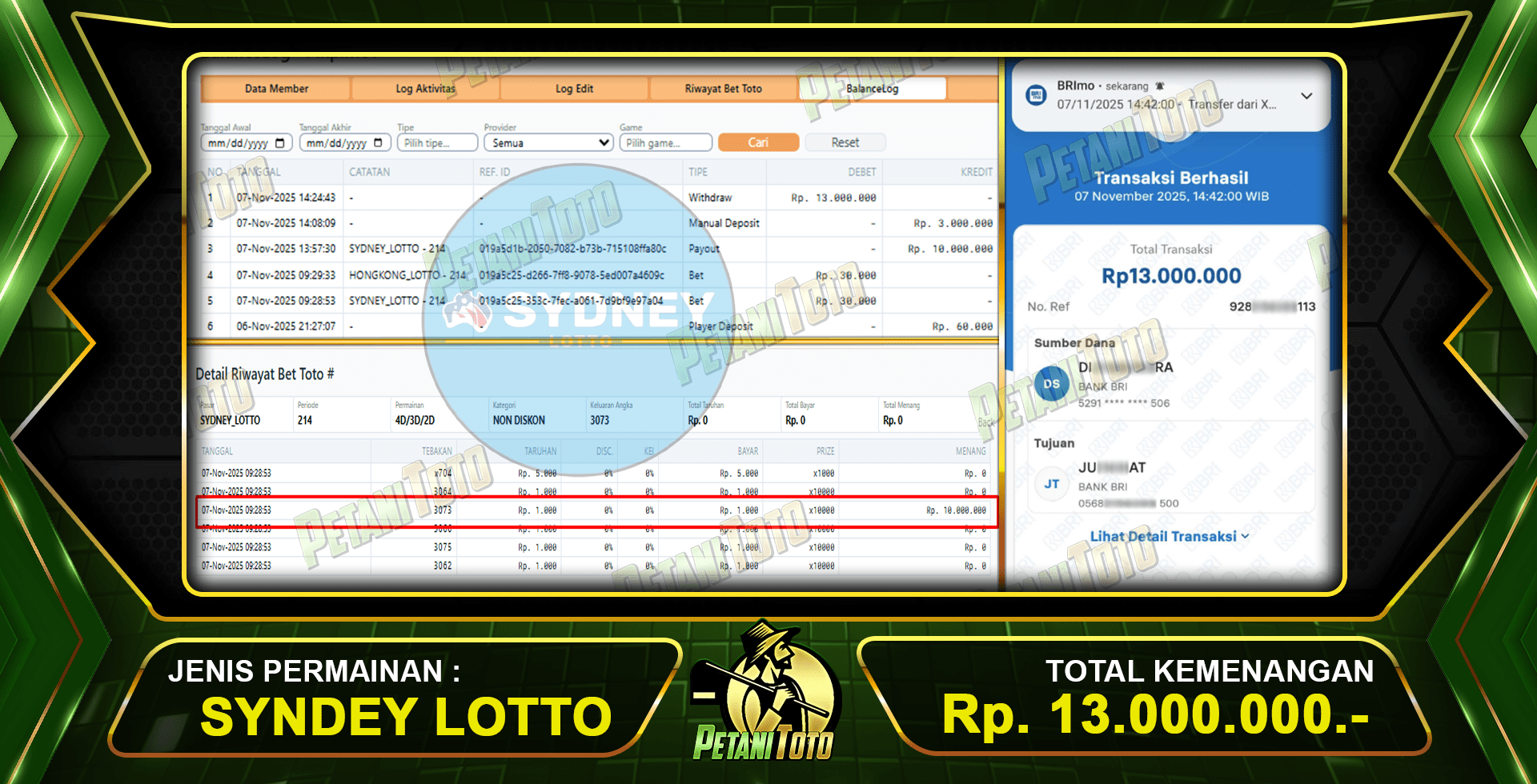 BUKTI CUAN SDY PETANITOTO