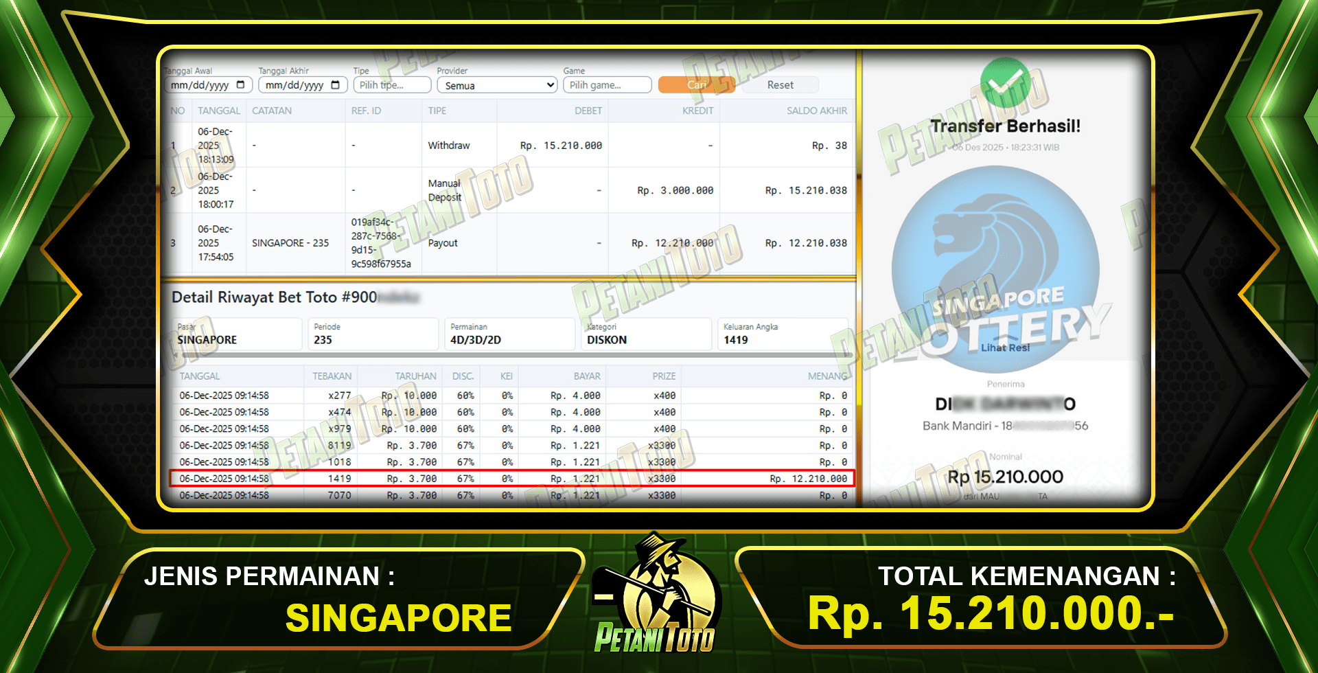 TOGEL LUNAS DIBAYAR PETANITOTO