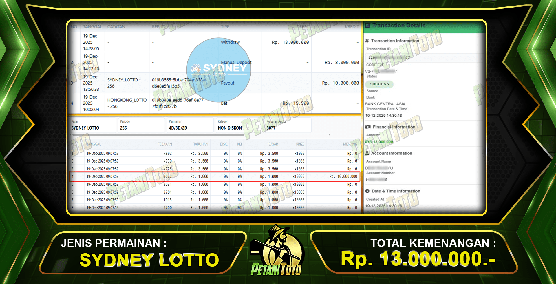 MENANG SYDNEY LOTTO PETANITOTO