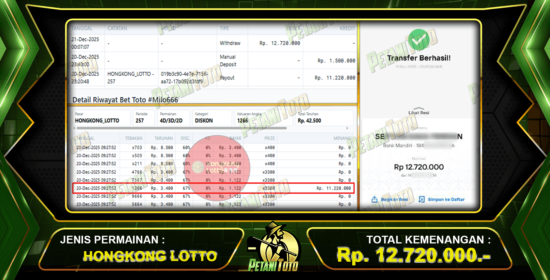 TEMBUS ANGKA DI PETANITOTO