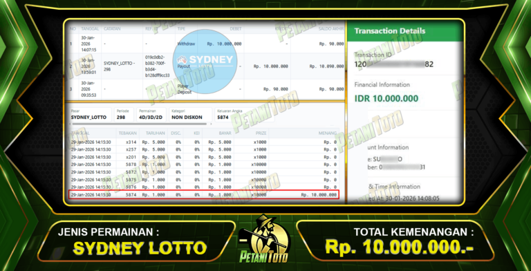 BUKTI BERHASIL SYDNEY PETANITOTO