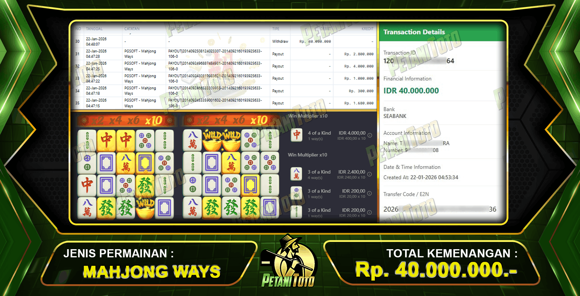 SEALU MEMUASKAN MAHJONG PETANITOTO