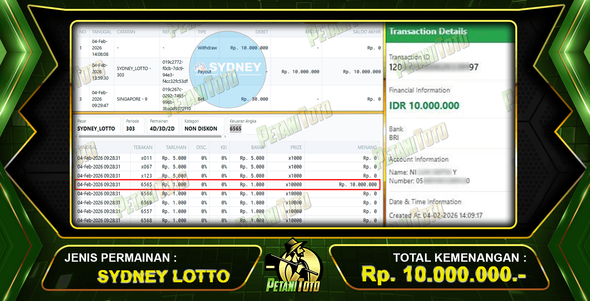 BUKTI POLA AKURAT PETANITOTO