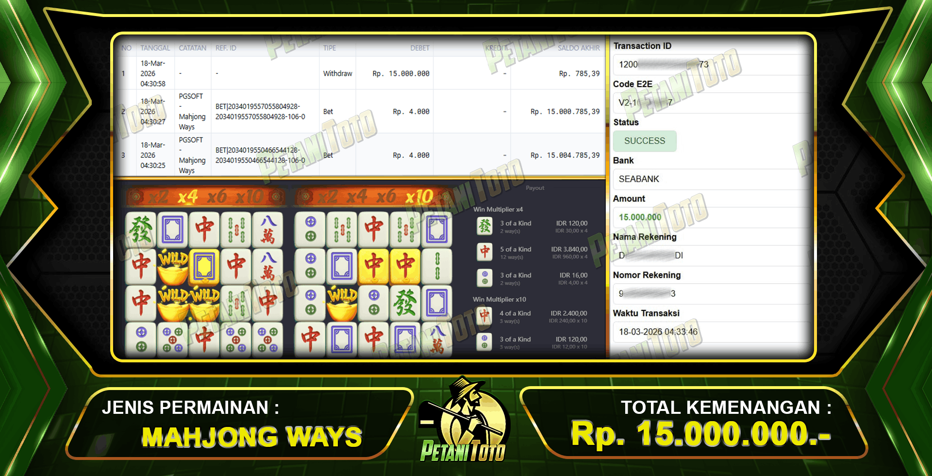 DIBAYAR LUNAS MAHJONG PETANITOTO