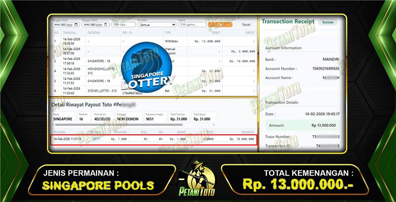 MENANG PAUS SINGAPORE PETANITOTO