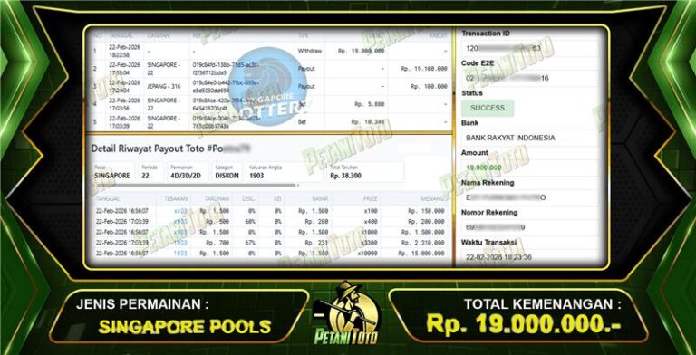 KEMENANGAN PUAS SINGAPORE PETANITOTO