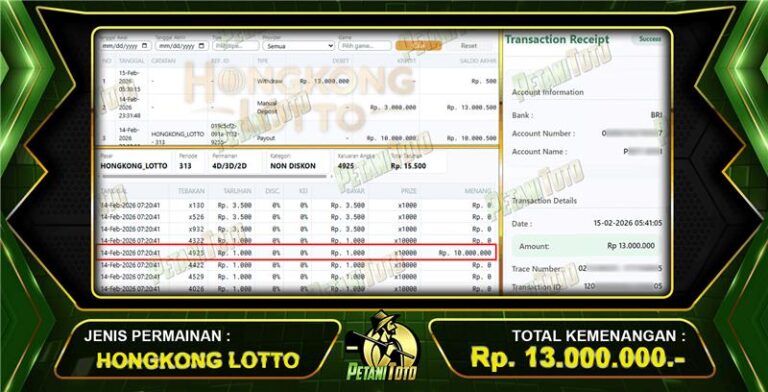 MENANG PAUS HONGKONG PETANITOTO