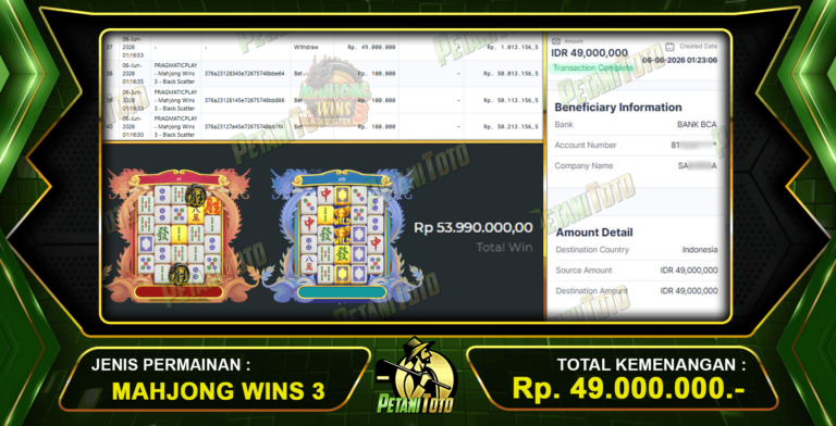 BUKTI SLOT MAHJONG PETANITOTO