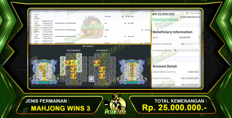 TERBUKTI SLOT MAHJONG PETANITOTO